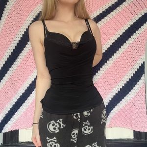 Black Lace Loose Neck Tank